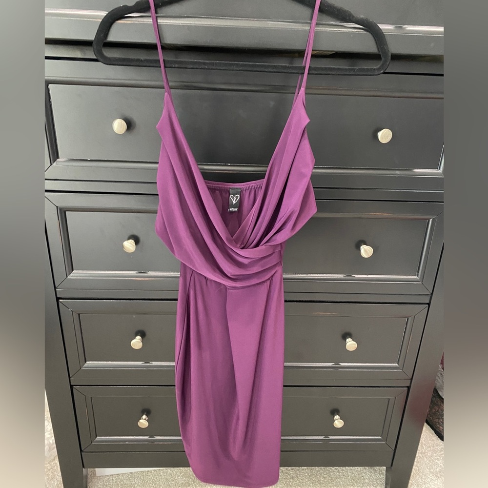 Dark Purple Mini Dress with Cutouts